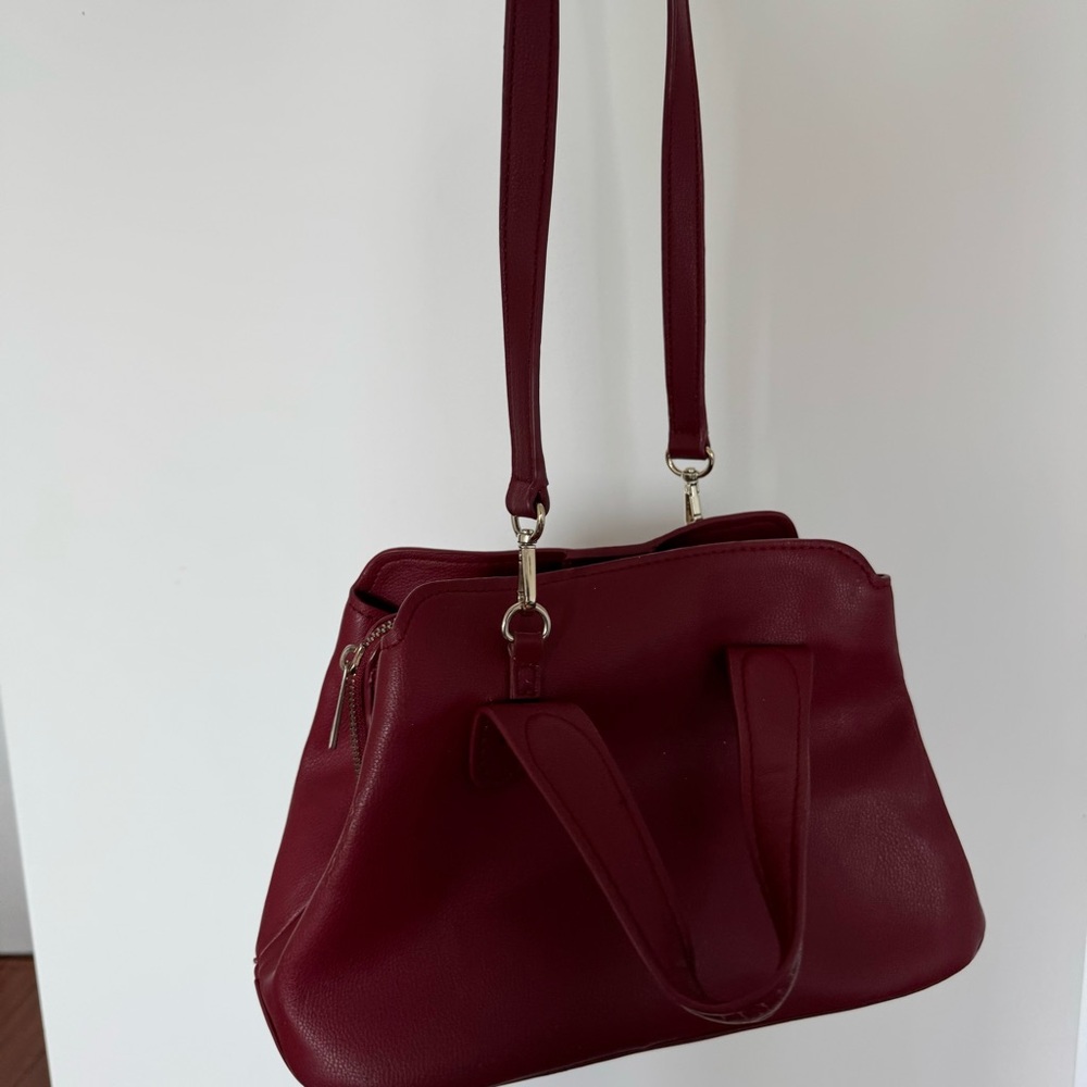 Zara Mid-Size City Bag with Detachable Straps - Maroon colour